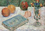still life with a book and roanges Paul Signac